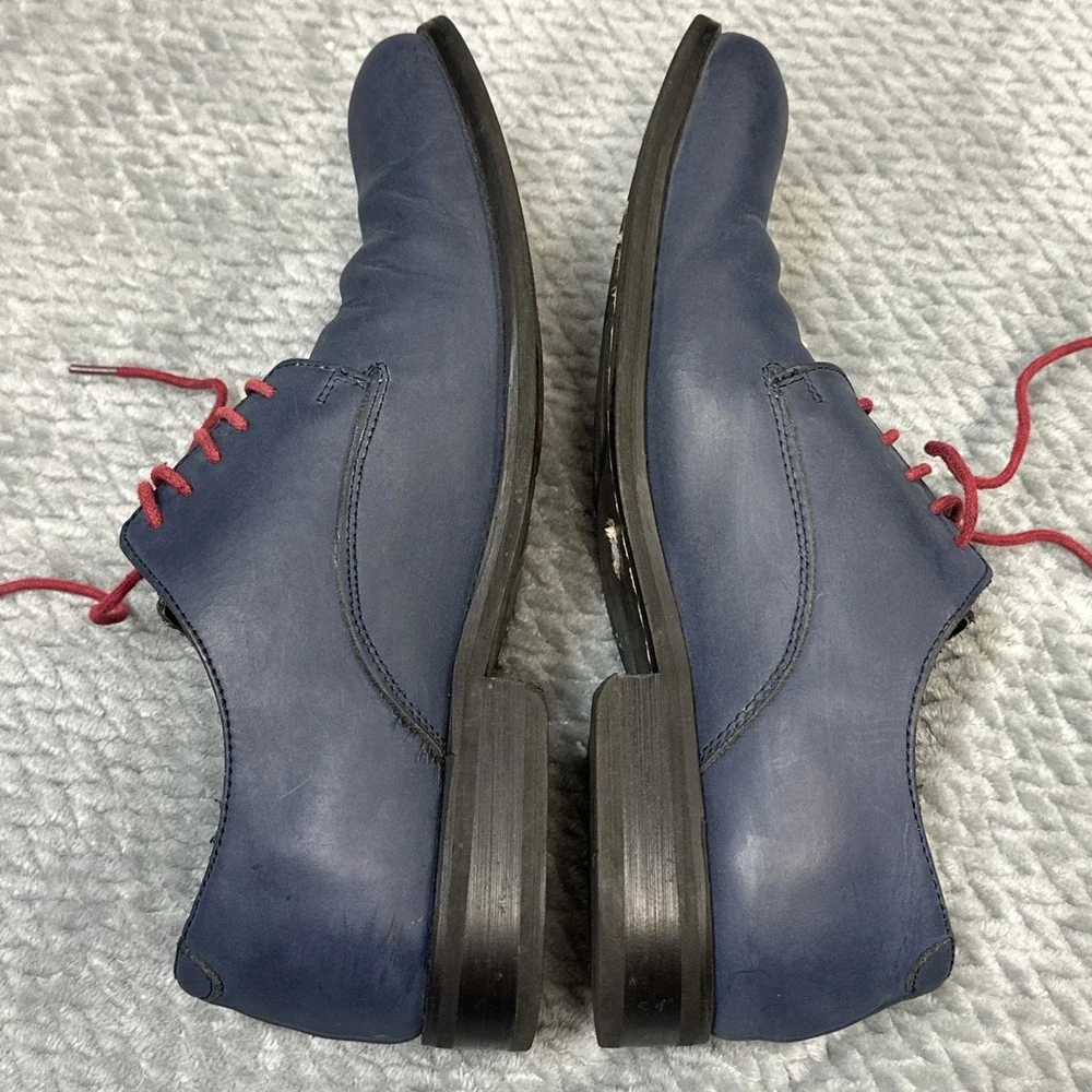 Penguin Bryan by Munsingwear Shoes Men's 8 Blue Leather Oxford Red Laces Dress‎